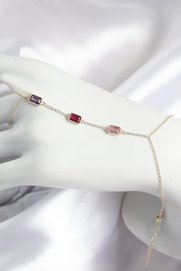 Evimdeyokyok Pirinç Renkli Zirkon Taşlı Dikdörtgen Model Gold Renk Kadın Şahmeran Tj-Sn693