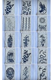 Ai̇rbrush Tattoo Toptan 1 Ay Kalıcı Geçi̇ci̇ Dövme Paketi̇ 50 Adet 18X11 Orta Boy