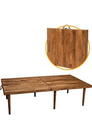 STOREMAX Katlanır Sabit Ayaklı Kamp, Piknik ve Bahçe Masası 70x120 cm - Ceviz Renk