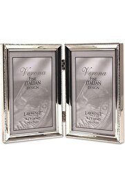 STOREMAX GÇAVM Frames Polished Silver Plate 4x6 Hinged Double Picture Frame - Bead Border Design ShopGÇ 117