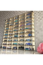 STOREMAX aclyashop Kapaklı 1/64 Ölçek 50Araç Hotwheels metal araç Uyumlu Model Oyuncak Araba Rafı-Akçaağaç
