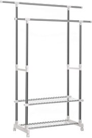 STOREMAX PRStoRe Elbise Askısı, 95-172 cm Ayarlanabilir 2 Ayakkabı Raflı, Paslanmaz Çelik Kaplama Borula