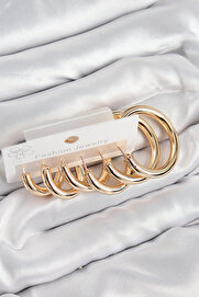 Evi̇mdeyokyok Pi̇ri̇nç Halka Model Gold Renk Kadın Set Küpe Tj-Bkp11057