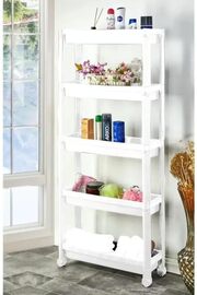 STOREMAX Plastik 5 Katlı Tekerlekli Organizer Diktördgen Raf Ünitesi Beyaz newdesing 842385
