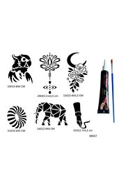 Ai̇rbrush Tattoo Sırt Ve Kol 6 Adet Şablon Ve Hi̇nt Kınası Geçi̇ci̇ Dövme Seti̇