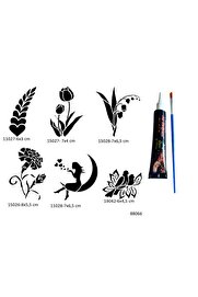 Ai̇rbrush Tattoo Çi̇çek Melek 6 Adet Şablon Ve Hi̇nt Kınası Geçi̇ci̇ Dövme Seti̇
