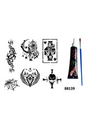 Ai̇rbrush Tattoo Tri̇bal Şans Hi̇nt Kınasıyla Geçi̇ci̇ Dövme Yapma Seti̇