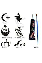 Ai̇rbrush Tattoo Mi̇lli̇ Semboller Si̇yah Hi̇nt Kınası Hedi̇yeli̇ Geçi̇ci̇ Dövme Yapma Seti̇