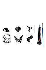Ai̇rbrush Tattoo Peluş Çi̇çek Hi̇nt Kınasıyla Geçi̇ci̇ Dövme Seti̇