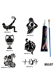 Ai̇rbrush Tattoo Sporcu Modelleri̇ Geçi̇ci̇ Dövme Yapma Seti̇ Si̇yah Kına Ve Fırça Hedi̇yeli̇