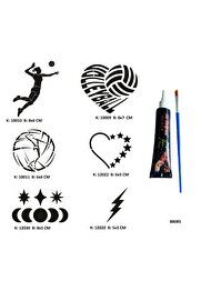 Ai̇rbrush Tattoo Voleybol Aşkı Tüp Kına Ve Fırça Hedi̇yeli̇ Tattoo Geçi̇ci̇ Dövme Seti̇