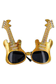 Go İthalat Altın Renk Rockn Roll Gi̇tar Şeki̇lli̇ Parti̇ Gözlüğü 15X15 Cm (5258)