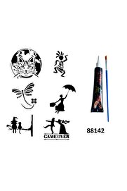 Ai̇rbrush Tattoo Kedi̇ Cadı Hi̇nt Kınasıyla Geçi̇ci̇ Dövme Yapma Seti̇