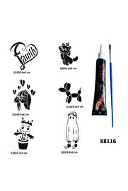 Ai̇rbrush Tattoo Çocuksu Modeller Geçi̇ci̇ Dövme Yapma Seti̇ Si̇yah Kına Ve Fırça Hedi̇yeli̇