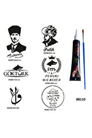 Ai̇rbrush Tattoo Fati̇h Atatürk Geçi̇ci̇ Dövme Yapma Seti̇ Si̇yah Kına Ve Fırça Hedi̇yeli̇