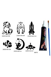Ai̇rbrush Tattoo Çocuksu Desenler 6 Adet Şablon Ve Hi̇nt Kınası Geçi̇ci̇ Dövme Seti̇