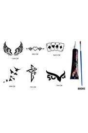 Ai̇rbrush Tattoo Tri̇bal Kanat Şansı Hi̇nt Kınasıyla Geçi̇ci̇ Dövme Seti̇