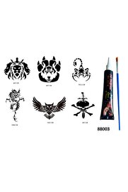 Ai̇rbrush Tattoo Vahşi̇ Hayvanlar Hi̇nt Kınasıyla Geçi̇ci̇ Dövme Seti̇