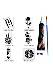 Ai̇rbrush Tattoo İskelet Zafer Hi̇nt Kınalı Geçi̇ci̇ Dövme Yapma Seti̇