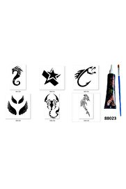 Ai̇rbrush Tattoo Balık Akrep Hi̇nt Kınasıyla Geçi̇ci̇ Dövme Yapma Seti̇
