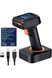 STOREMAX snShop 2D barkod tarayıcı, kablosuz, Bluetooth QR kod tarayıcı, zaman göstergeli ekran, pil dur
