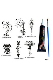 Ai̇rbrush Tattoo Zari̇f Kadın Tüp Kına Ve Fırça Hedi̇yeli̇ Tattoo Geçi̇ci̇ Dövme Seti̇