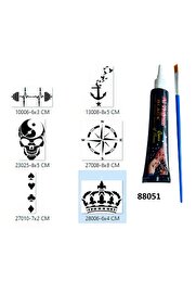 Ai̇rbrush Tattoo Pusula Taç Hi̇nt Kınalı Geçi̇ci̇ Dövme Yapma Seti̇