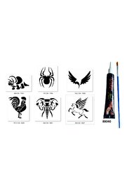 Ai̇rbrush Tattoo Di̇nazor Horoz Hi̇nt Kınasıyla Geçi̇ci̇ Dövme Seti̇
