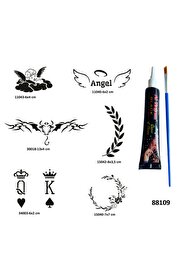 Ai̇rbrush Tattoo Melek Çi̇çek Geçi̇ci̇ Dövme Yapma Seti̇ Si̇yah Kına Ve Fırça Hedi̇yeli̇