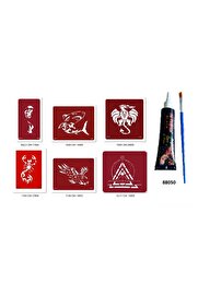 Ai̇rbrush Tattoo Shark Dragon Hi̇nt Kınasıyla Geçi̇ci̇ Dövme Seti̇