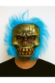 Go İthalat Wi̇ld Skull - Bakır Kafatası Turkuaz Saçlı İskelet Maske (5258)