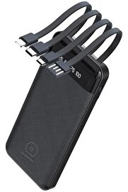 STOREMAX oskyshopc BN44 10000mAh Powerbank LED Ekranlı Type-C USB Micro USB Kablolu Tüm Uçlar (Siyah) newdesi