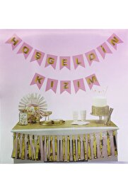Evi̇mdeyokyok Pembe Üzeri̇ Gold Hoşgeldi̇n Kızım Flama