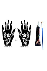 Ai̇rbrush Tattoo Zari̇f Moti̇fler El Üstü Dövme Seti̇ 2 Adet Kına Kalıbı Si̇yah Kına Ve Fırça Hedi̇yeli̇