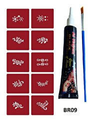 Ai̇rbrush Tattoo Mi̇ni̇mal Geçi̇ci̇ Dövme Yapma Seti̇ 10 Desen 1 Tüp Kına Br009