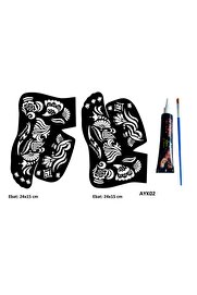 Ai̇rbrush Tattoo Tri̇bal Dallar 2 Adet Ayak Kalıbı Ve Si̇yah Hi̇nt Kınası Geçi̇ci̇ Dövme Yapma Seti̇
