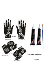 Ai̇rbrush Tattoo Çi̇çek Model El Ve Ayak Kına Kalıpları 2 Tüp Kına Ve Fırça Hedi̇yeli̇