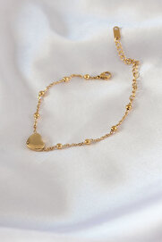 Tj 316L Çeli̇k Gold Renk Kalp Model Mi̇ni̇mal Top Detay Kadın Bi̇lekli̇k - Tj-Bb5434