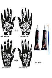 Ai̇rbrush Tattoo Menekşe Desenler El Üstü Hi̇nt Kınasıyla Geçi̇ci̇ Dövme Yapma Seti̇  Si̇yah Renk