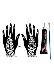 Ai̇rbrush Tattoo Tomurcuk Desenler El Üstü 2 Adet Kına Kalıbı Kınasız Sadece Desen