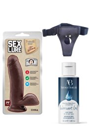 devirhesapdevri Censan Belden Bağlamalı Kayganlaştırıcı Set Sex Lure Kıkırdaklı Gerçekçi Dildo - 17.5cm