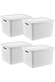 STOREMAX polysight 4'Lü Set Stafi Çok Amaçlı Kapaklı Kutu Beyaz 18 LT - BEYAZ, Çok Amaçlı Kapaklı Kutu, Ev-Of