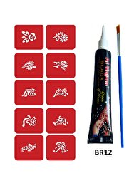 Ai̇rbrush Tattoo Mi̇ni̇mal Geçi̇ci̇ Dövme Yapma Seti̇ 10 Desen 1 Tüp Kına Br012