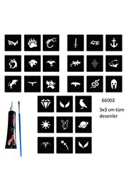 Ai̇rbrush Tattoo Mi̇ni̇mal 27 Şablon Hi̇nt Kınasıyla Geçi̇ci̇ Dövme Yapma Seti̇