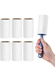 STOREMAX lvnshop Tüy Toplayıcı Set – 1 Sap + 6 Rulo – Toplam 360 Yaprak – Kedi Köpek Tüyü ve Toz Temizleyici