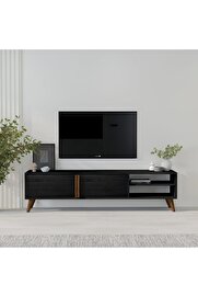 STOREMAX Dolaplı, Raflı Tv Sehpası, Oturma Odası Tv Ünitesi, Ahşap Siyah newdesing 842385