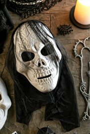 STOREMAX modashine Halloween Maske İskelet Kuru Kafa Tüllü Siyah Beyaz modascope 1014773