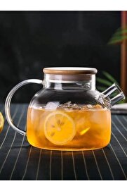 STOREMAX mrtshoppng Vakumlu Bambu Kapaklı Dayanıklı Borosilikat Cam Demlik, Süzgeçli (1000 ML) | Teapot. Vaku