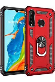 STOREMAX P30 Lite için Kılıf Ring Holder Kırmızı [P30 Lite ile Uyumlu Kılıf - Kırmızı] 1014773
