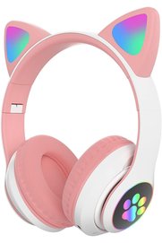 STOREMAX Işıklı Kedi Kulaklı Kablosuz Kulaklık – Çocuklar İçin Katlanabilir, Derin Baslı HiFi, TF Kart ve AUX